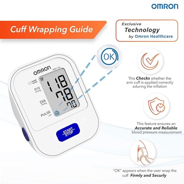 Omron 7120 2 Omron HEM 7120 Fully Automatic Digital Blood Pressure Monitor With Intellisense Technology For Most Accurate Measurement - Arm Circumference (22-32Cm)
