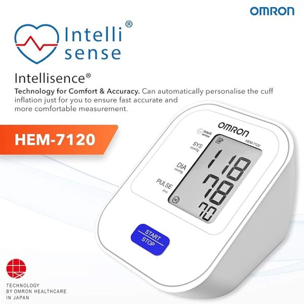 Omron 7120 3 Omron HEM 7120 Fully Automatic Digital Blood Pressure Monitor With Intellisense Technology For Most Accurate Measurement - Arm Circumference (22-32Cm)