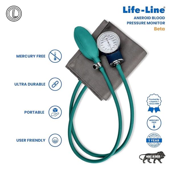 Beta Dial 3 LIFE LINE Beta Aneroid Dial Type Sphygmomanometer offers accurate measurements and superior build quality.
