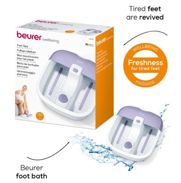 Beurer FB 12 Footbath Massager with 3 Functions: Vibration Massage, Bubble Massage, Water Tempering