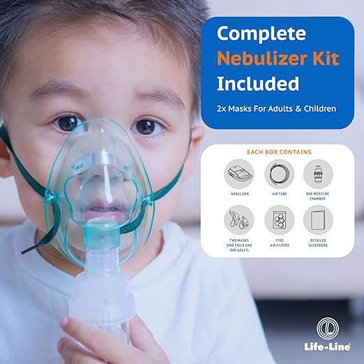 Gamma 4 LIFE LINE ALPHA Compressor Nebulizer with Complete Mask Kit for Kids and Adults | Nebuliser with Storage Compartment | Low-noise Nebulizing Machine with 2 Masks & 5 Filters