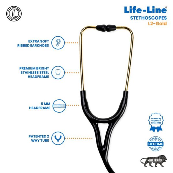 L2 Gold 3 Life Line Stethoscope L2-Gold Pl.