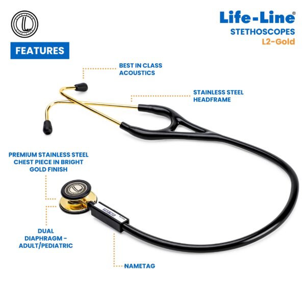 L2 Gold 5 Life Line Stethoscope L2-Gold Pl.