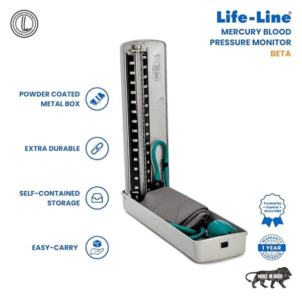 LL Beta 3 Life-Line Beta Mercurial Blood Pressure Monitor | Mercury Sphygmomanometer BPMB028