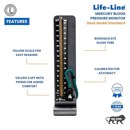 LL ST Desk 2 Life-Line Standard Mercurial Blood Pressure Monitor Desk Model | Sphygmomanometer Mercury BPMB032
