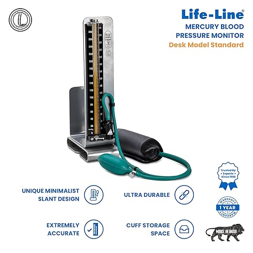 LL ST Desk 3 Life-Line Standard Mercurial Blood Pressure Monitor Desk Model | Sphygmomanometer Mercury BPMB032