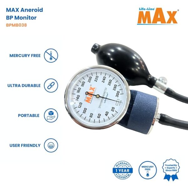 Max Dial 2 Life-Line MAX Aneroid Dial Sphygmomanometer for Monitoring Blood Pressure