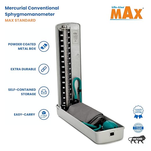 Max STD 2 LIFE LINE MAX STANDARD Portable Mercurial Blood Pressure Monitor Accurate Measurements | Superior Build Quality BPMB043