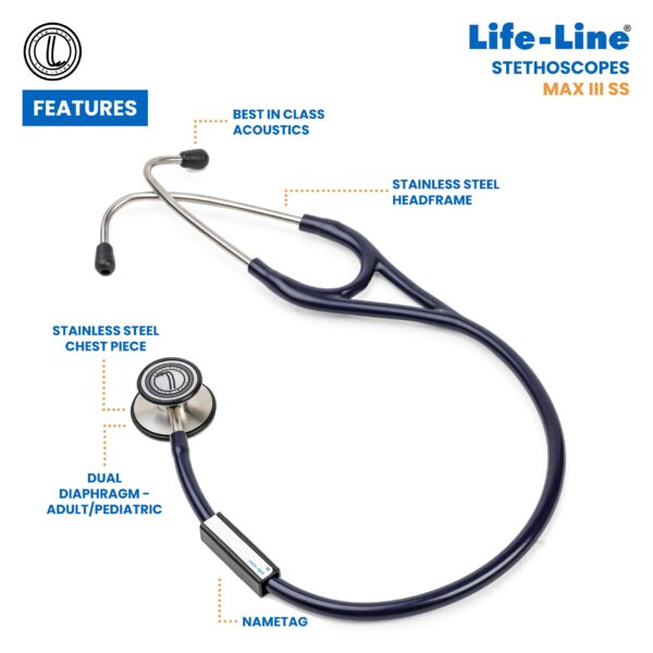 Dark Blue Life-Line Stethoscope Max 3 SS