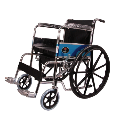 MHL-1002-C-3 Hero Eco Med - Mediva MHL 1002-C Eva Chrome Finish Commode Wheelchair with Mag Wheels and Eva Tyres