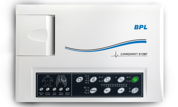 CARDIART-6108-T-right-side-view-2 BPL Single-channel ECG Machine Cardiart 6108T with Three Year Warranty