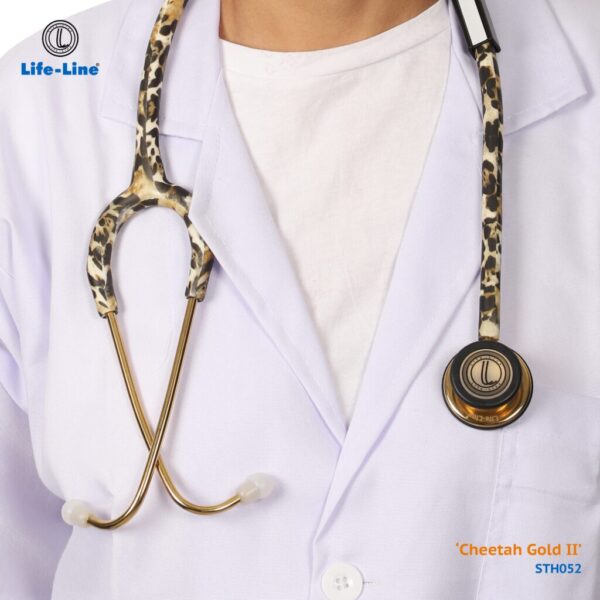 LIFE LINE 'CHEETAH GOLD II' Stethoscope (Gold Plated Finish) | Dual Side Diaphragm Chest Piece for Adult and Pediatric | Suitable for Doctors and Students