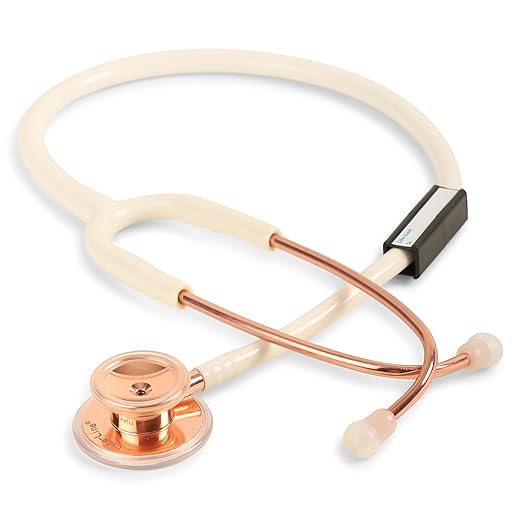 5 LIFE LINE 'HIMALAYAN ROSE' Stethoscope (White and Rose Gold)| Single Diaphragm Chest Piece for Adults | Suitable for Doctors and Students