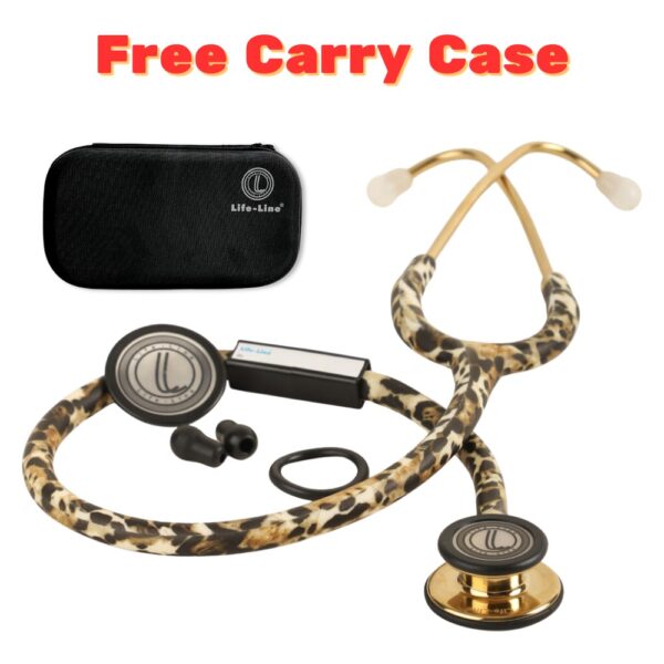 LIFE LINE 'CHEETAH GOLD II' Stethoscope (Gold Plated Finish) | Dual Side Diaphragm Chest Piece for Adult and Pediatric | Suitable for Doctors and Students