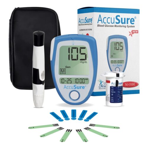 Accusure Instant with 25 strip AccuSure Instant Digital Blood Glucometer Kit |with 25 Strips,10 Lancet,1 Lancing device for Accurate Blood Glucose Sugar Testing Machine