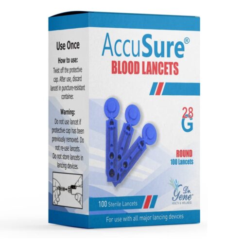 Blood Lancet-100T AccuSure Round Lancets (Blue) (100)
