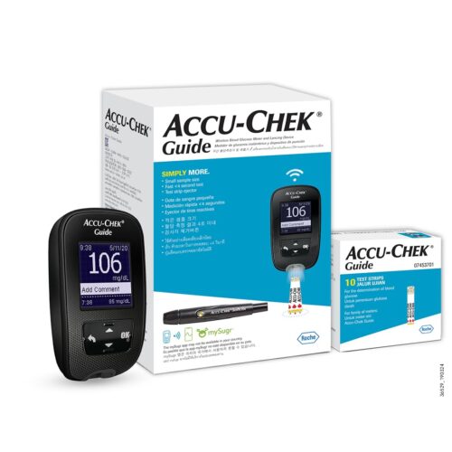 Guide Glucometer Accu-Chek Guide Blood Glucose Glucometer (with Bluetooth) Kit with Vial of 10 Strips, 10 Lancets and a Lancing Device FREE for Accurate Blood Sugar Testing