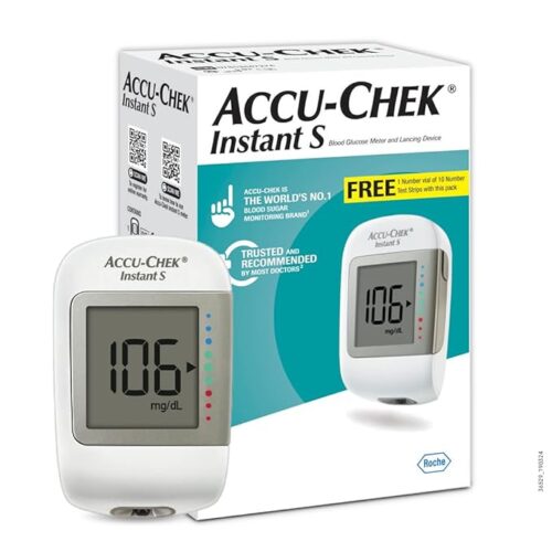 Instant S Accu-Chek Instant S Blood Glucose Glucometer Kit with Vial of 10 Strips, 10 Lancets and a Lancing device