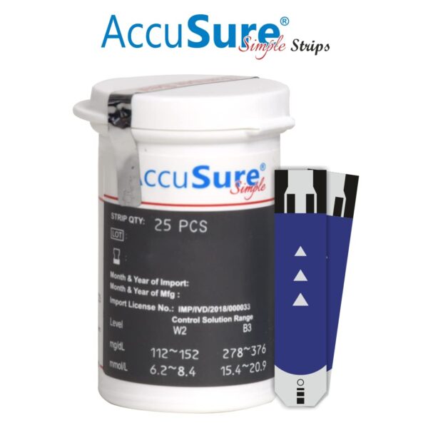 Simple Test Strips-25T-2 AccuSure Simple Blood Glucose Test Strip – 25 Strips