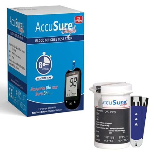 Simple Test Strips-25T AccuSure Simple Blood Glucose Test Strip – 25 Strips