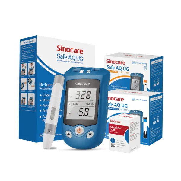 10 Sinocare Safe AQ UG Blood Glucose Uric Acid Meter with Advanced Test Strips Lancet for Multifunctions