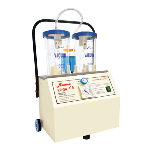 EP-30 Anand DUAL POWER Suction Unit : Electric - Oil Free Diaphragm Pump and PistonType Pedal Unit with 2 x 2 ltr Polycarbonate Jars (Model - EP 30)