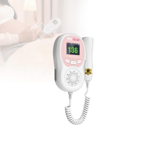 FD03-4 BPL Medical Technologies FD-03 Fetal Doppler Smart Noise Reduction & Heartbeat Detection Machine with in-Built Speaker for Home and Clinic Use - Pink & White