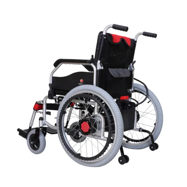MHL1007-S-4withHEM Hero MHL 1007-S (LFP) Foldable Electric Wheelchair with Spoke Wheels and wide tyres (Lithium Battery)