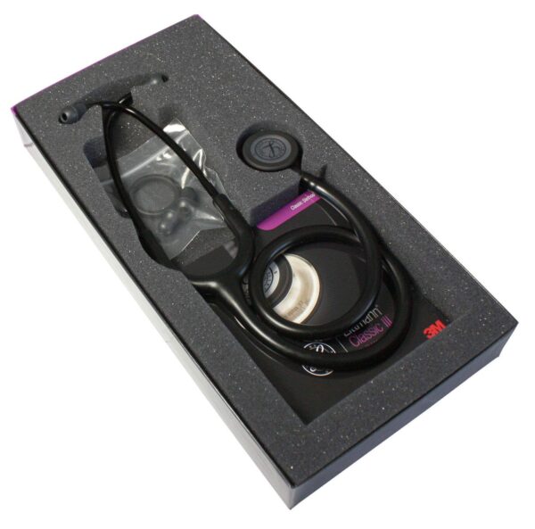 5803-4 3M Littmann Classic III Stethoscope Black Edition Chestpiece, Black Tube Model - 5803