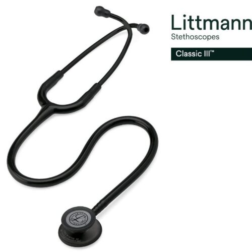 5803 3M Littmann Classic III Stethoscope Black Edition Chestpiece, Black Tube Model - 5803